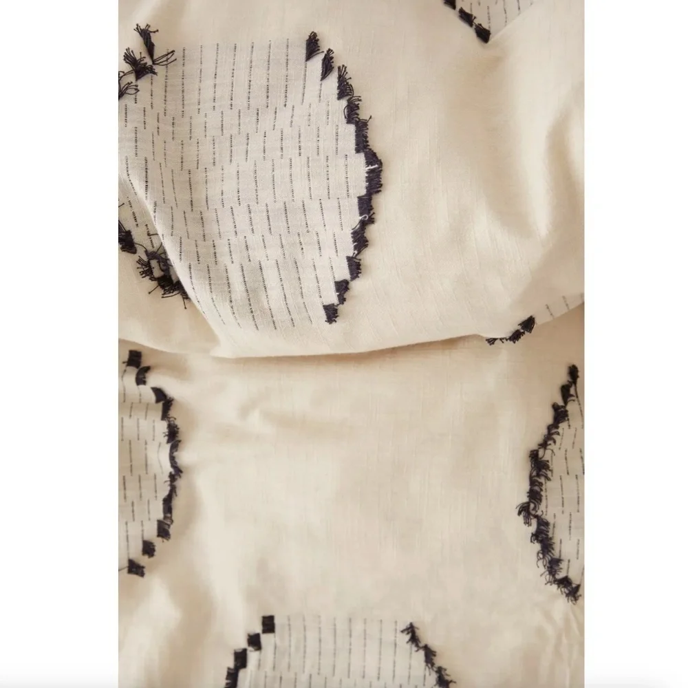 Urban Outfitters Jacquard Circles Duvet Cover Cream Black Cotton Size Full/Queen